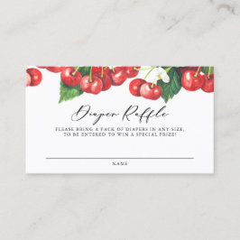 Tarjeta De Visita Watercolor Red Cherries Garland Diaper Raffle Card