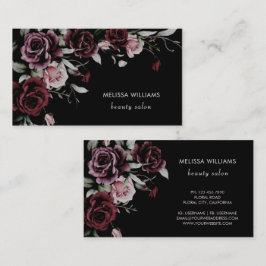 Tarjeta De Visita Watercolor Roses Black Background