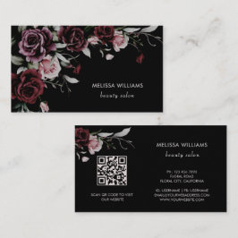 Tarjeta De Visita Watercolor Roses Black Background