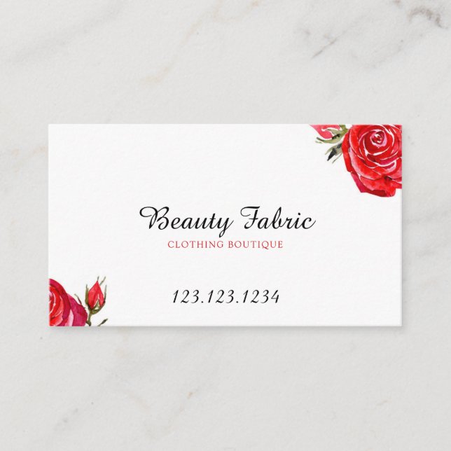 Tarjeta De Visita Watercolor Roses Roses Roses Clotique (Anverso)
