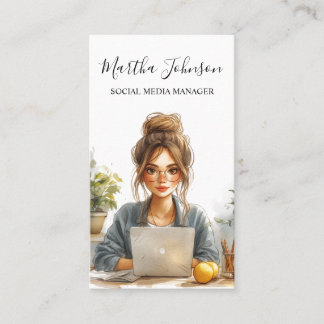 Tarjeta De Visita Watercolor Social Media Manager Blogger Influencer