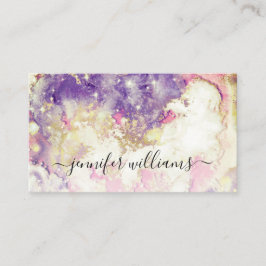 Tarjeta De Visita Watercolor Sparkly Relieve metalizado dorado Artis