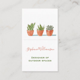 Tarjeta De Visita Watercolor Suculento Botánico