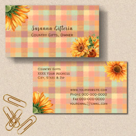 Tarjeta De Visita Watercolor Sunflower Country Plage