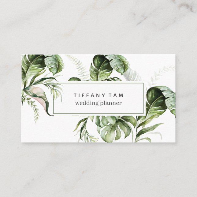 Tarjeta De Visita Watercolor Tropical Trendy Elegant Moda moderna (Anverso)