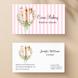 Tarjeta De Visita Watercolor Utensils Kitchen Bakery Business Card