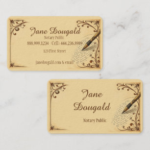 Tarjeta De Visita Watercolor Vintage Pen Notario clásico