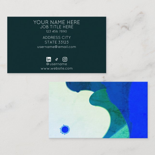 Tarjeta De Visita Watercolor Waves Business Card (Anverso / Reverso)
