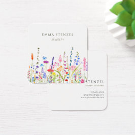 Tarjeta de visita Watercolor Wildflowers Square