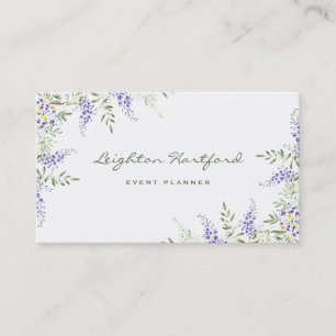 Tarjeta de visita Watercolor Wisteria and Greenera