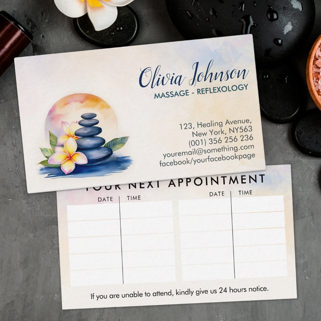 Tarjeta De Visita Watercolor Zen - Serenity Spa (Subido por el creador)