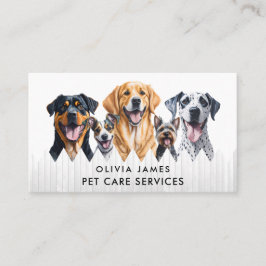 Tarjeta De Visita Watercolour Dog Care Services Walking Sitting Boar