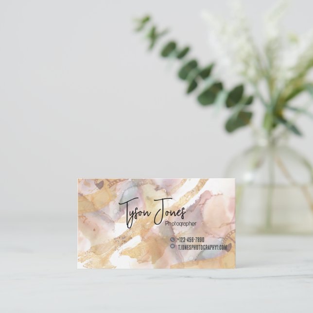 Tarjeta De Visita Watercolour Earth Tone Earth Tones Gold Film (Anverso de pie)