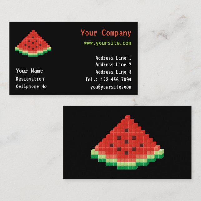 Tarjeta De Visita Watermelon Pixel Art (Anverso / Reverso)