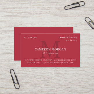 Tarjeta De Visita Watermelon Red Monogramed Professional