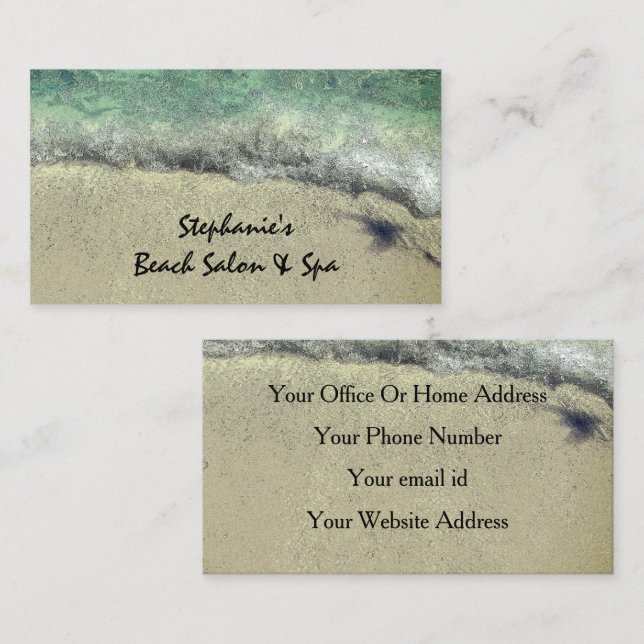 Tarjeta De Visita Waves De Playa Océano Elegante Salón Spa (Anverso / Reverso)