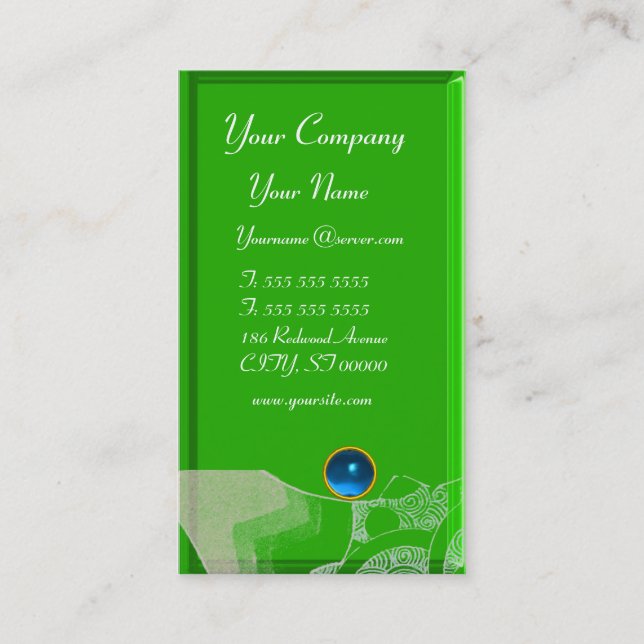 Tarjeta De Visita WAVES SAPPHIRE MONOGRAM, azul verde negro (Anverso)