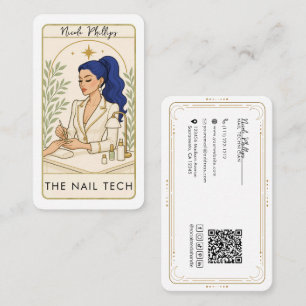 Tarjeta De Visita Wavy Cosmic Blue Hair Nail Tech Social Media QR