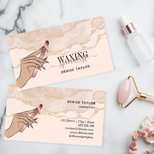 Tarjeta De Visita wax ruborizante mujer rosa mano técnica de depilac
