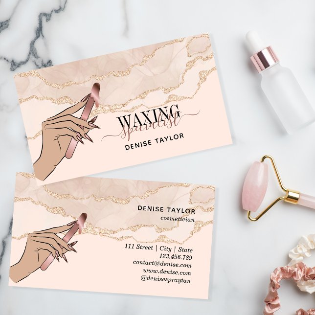 Tarjeta De Visita wax ruborizante mujer rosa mano técnica de depilac (Subido por el creador)