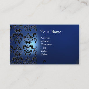 Tarjeta De Visita WAX SEAL DAMASK MONOGRAM azul