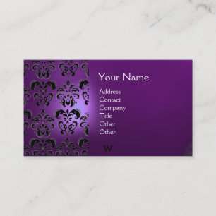 Tarjeta De Visita WAX SEAL DAMASK MONOGRAM púrpura