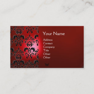 Tarjeta De Visita WAX SEAL DAMASK MONOGRAM rojo