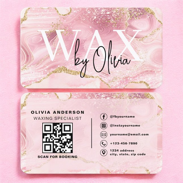 Tarjeta De Visita Wax Specialist Esthetician Pink QR Code  (Subido por el creador)