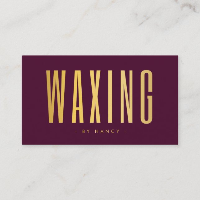 Tarjeta De Visita Waxing Burgundy And Gold  (Anverso)