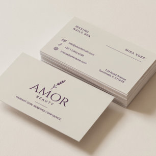 Tarjeta De Visita Waxing Business Cards Spa Beauty Salon Lavender