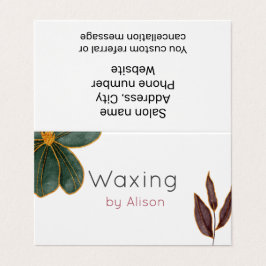 Tarjeta De Visita Waxing Esthetician oro maroon verde azulado
