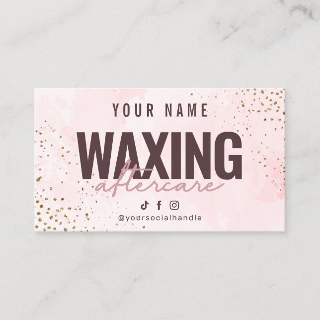 Tarjeta De Visita Waxing Marble Gold Pink Luxury Aftercare Card (Anverso)
