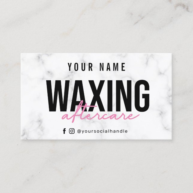 Tarjeta De Visita Waxing Marble Pink Luxury Aftercare Card (Anverso)