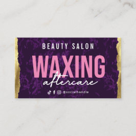 Tarjeta De Visita Waxing Purple Gold Aftercare Card