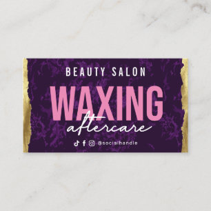 Tarjeta De Visita Waxing Purple Gold Aftercare Card