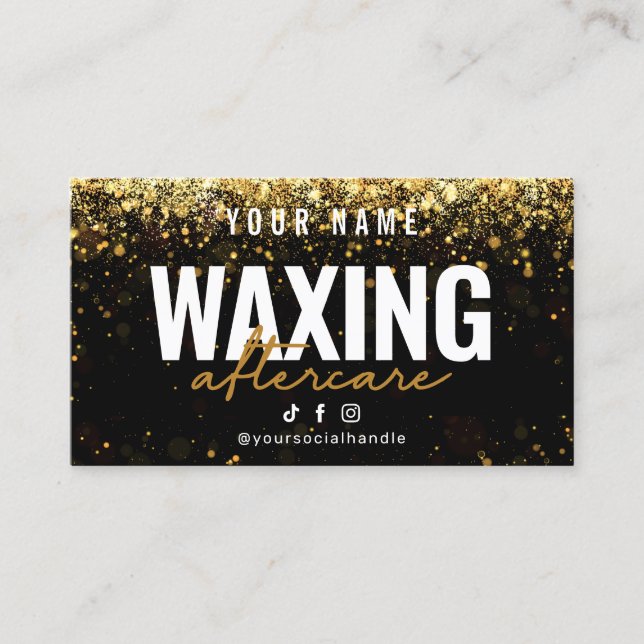 Tarjeta De Visita Waxing Purpurina Gold Luxury Aftercare Card (Anverso)