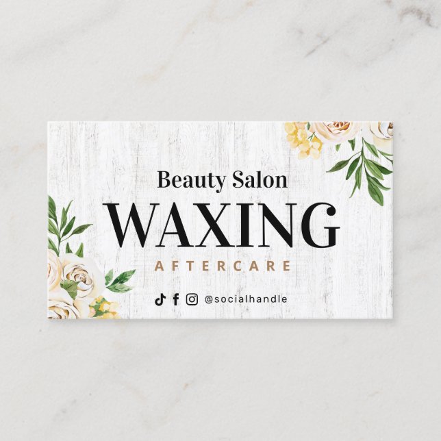 Tarjeta De Visita Waxing Wood Spring Aftercare Card (Anverso)