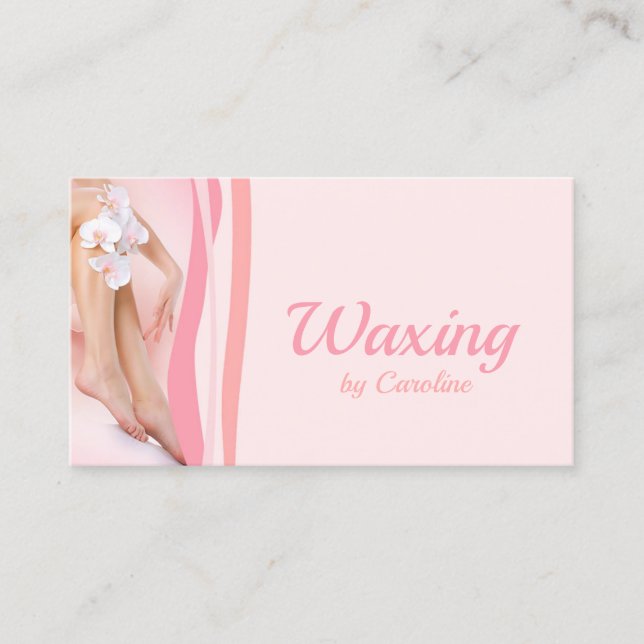 Tarjeta De Visita Waxy Wax Service Spa Salon Orquídea Rosa (Anverso)