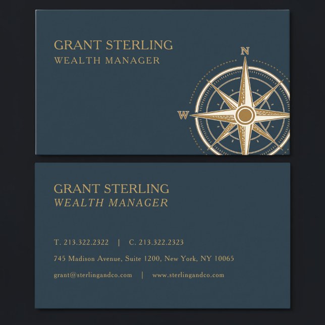 Tarjeta De Visita Wealth Manager Nautical Compass Professional (Subido por el creador)