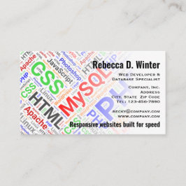 Tarjeta De Visita Web Developer Colorful Word Art Professional