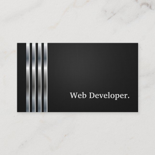 Tarjeta De Visita Web Developer Professional Black Silver (Anverso)