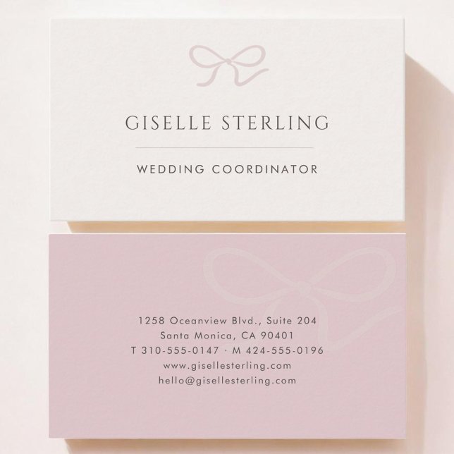 Tarjeta De Visita Wedding Coordinator Pink Bow (Subido por el creador)