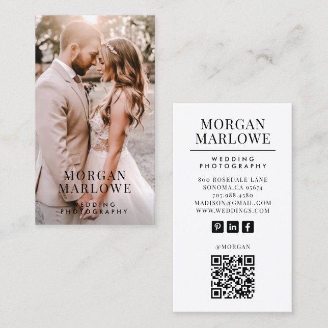 Tarjeta De Visita Wedding Photographer Business Card (Anverso / Reverso)
