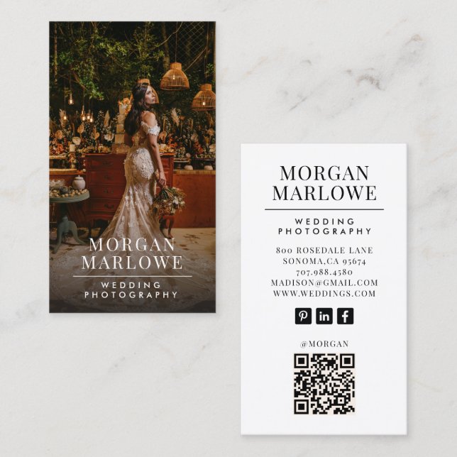 Tarjeta De Visita Wedding Photographer Business Card (Anverso / Reverso)