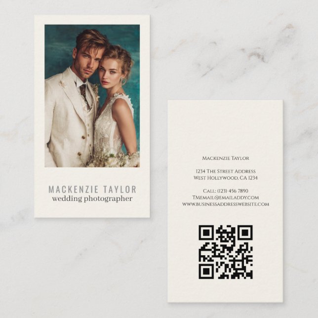 Tarjeta De Visita Wedding Photographer Photo Personalized QR Code (Anverso / Reverso)