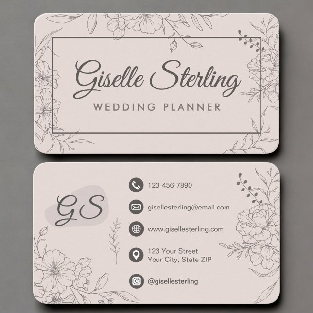 Tarjeta De Visita Wedding Planner Blush Pink Floral (Subido por el creador)