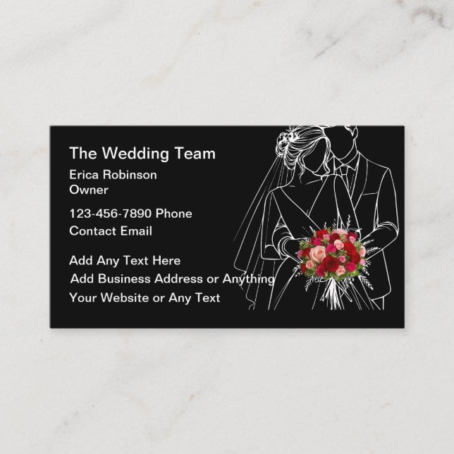 Tarjeta De Visita Wedding Planner Bride Groom Flowers Theme (Anverso)