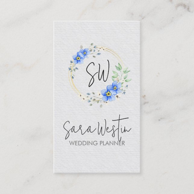 Tarjeta De Visita Wedding Planner Flower Floral Monogram Business Ca (Anverso)