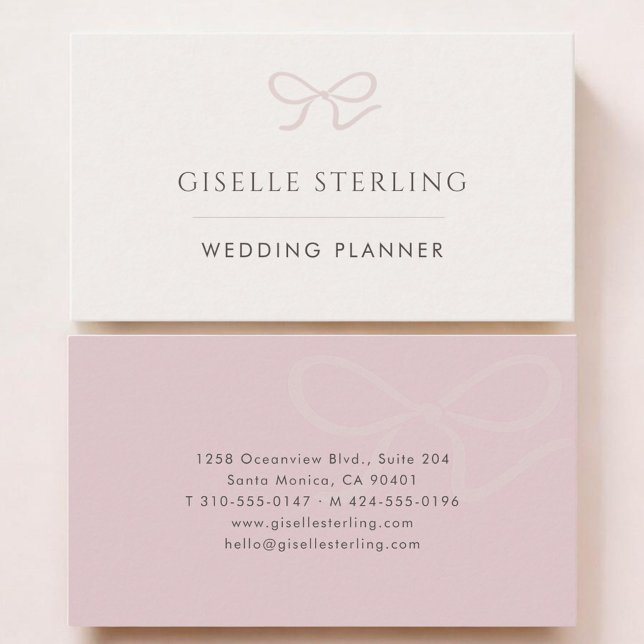 Tarjeta De Visita Wedding Planner Pink Bow (Subido por el creador)