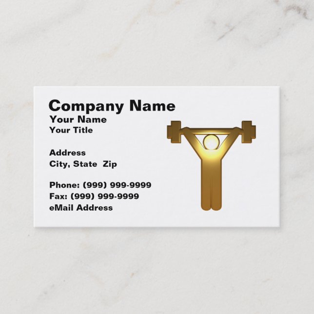 Tarjeta De Visita Weightlifter del oro 3D (Anverso)